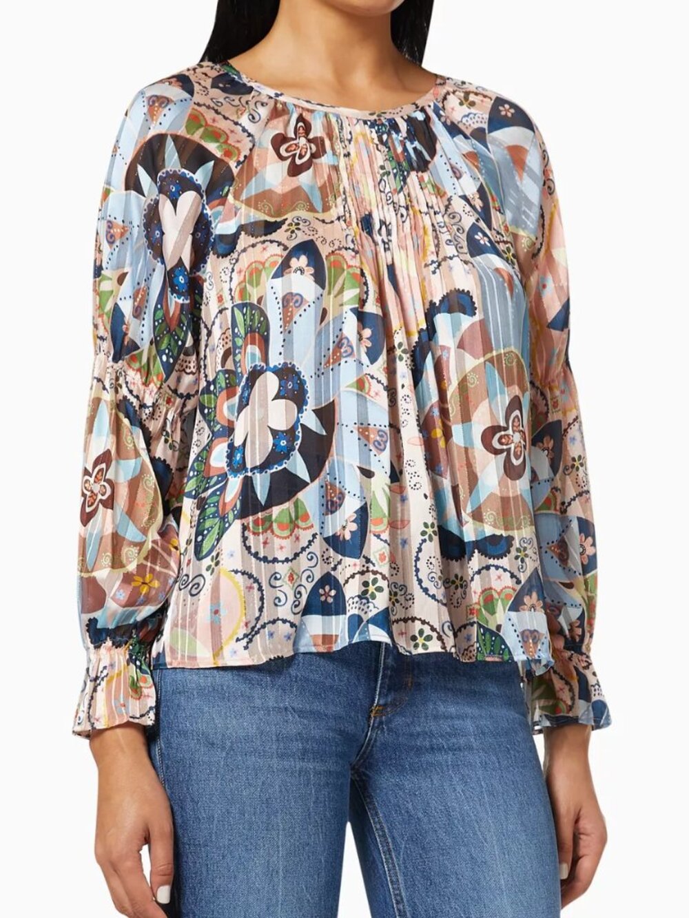 SEE by Chloé Printed Lurex Georgette Blouse